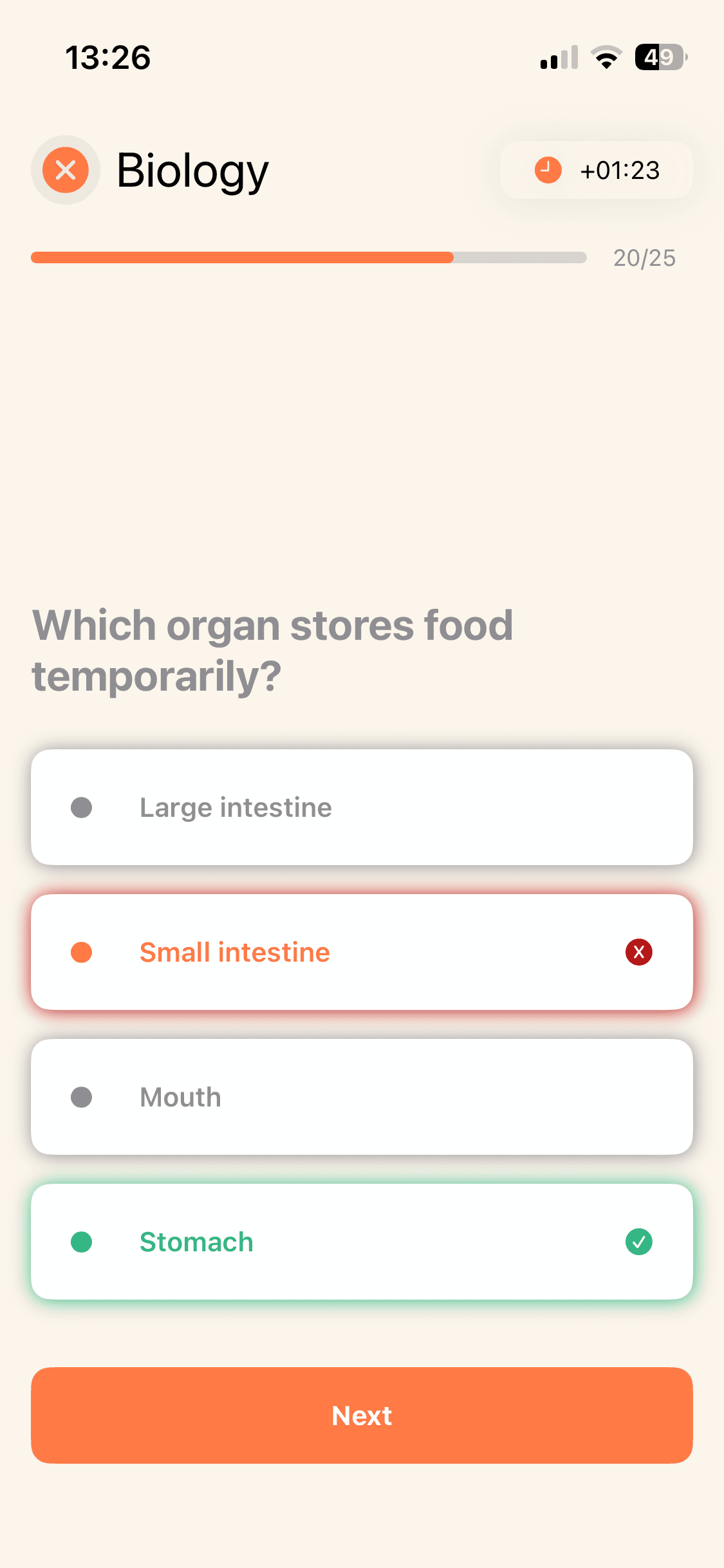 EarnIt Quizzes screen showing available subjects and progress